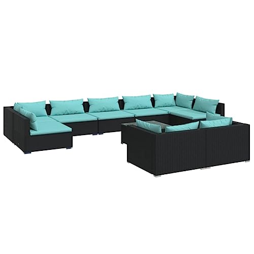KPOUTRFG Weather Resistant Patio Furniture Set Spacious Outdoor Sofa Set for Gatherings Modern Garden Seating for Patios 10-Piece Black Lounge
