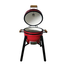 Ceramic Charcoal BBQ Grill and Smoker, Stainless Steel Grates -21" Ceramic with Tall Stand(B)