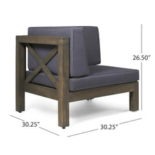 Hassyee 2 Pieces Acacia Wood Loveseat with Removable Cushions for Poolside, Backyard, Outdoor Furniture Set with X Shape Design Armrests & Backrests for Lawn, Garden, Balcony (Grey)