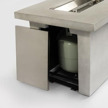 61 Inch Propane Gas Fire Pit Table, 60000 BTU Rectangular Concrete Patio Fireplace with Lid, Hidden Tank Holder, Side Storage, Electronic Ignition, Outdoor Heating Table for Backyard