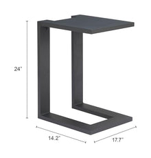 Tudi Side Table Black, Black End Table, Modern Style, Powder Coated Aluminum Rectangular Shape Tabletop, Aluminum, Outdoor Living, 17.7" W x 14.2" D x 24" H