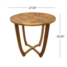 SRECELL 3-Piece Outdoor Bistro Set, Acacia Wood Patio Dining Set with 27.5" Round Table & 2 Wicker Back Chairs with Cushions, Teak Finish Patio Furniture for Balcony, Backyard