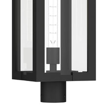 Kichler 27 Inch Calen 1 Light Outdoor Clean Geometric Post Light, with Clear Glass in Textured Black, Waterproof Aluminum, (27" H x 8" W), 59211BKT