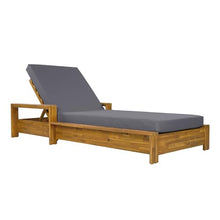 Patio Acacia Wood Chaise Lounge Set of 2, Outdoor Folding Chair Recliner