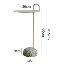 DINBOZ26X Living Room Table Iron Sofa Side Table Modern Home Coffee Stone Corner Storage with Handle Outdoor Side Table(White)