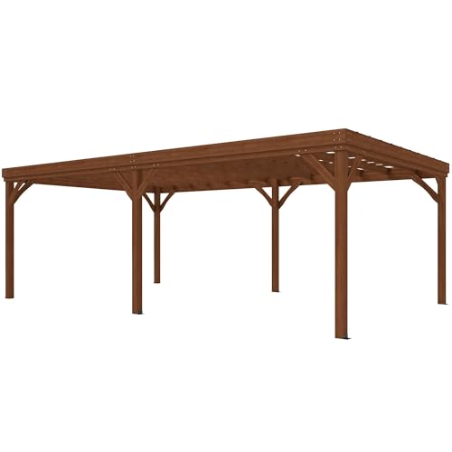 12x20 Outdoor Wooden Pergola Featuring Concrete Anchors, Heavy-Duty for Vine Support, Advanced Construction, Warm Brown Weather-Resistant Finish