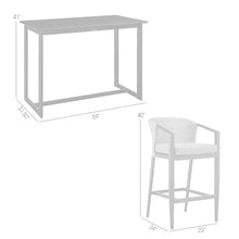 Armen Living Aileen Outdoor Patio 5-Piece Bar Table Set Aluminum with Grey Cushions Black