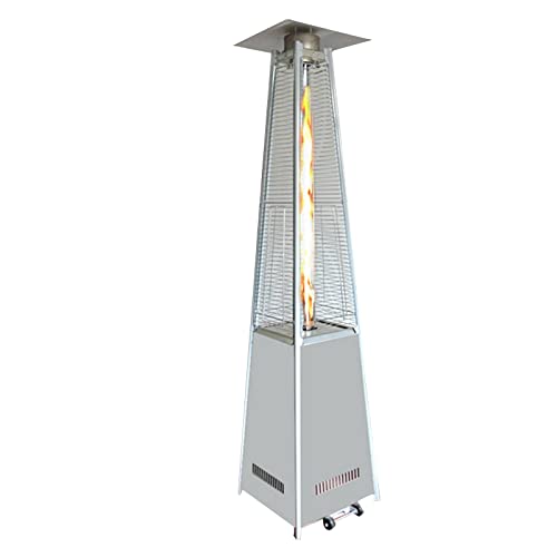 48000BTU Outdoor Patio Heater Pyramid Propane Heaters for Patio with Wheels Gas Heater with Cover for Indoor Use and Outdoor Use Black Silver