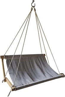 Nomadic State of Mind Hammock Swing | Double Love Seat | 100% Cotton Handwoven Rope Lounger | Hanging Chair for Two | Laurel Wood Spreader Bars (Black)