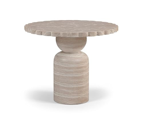 Meridian Furniture 77032Travertine-DT36 Petalia Collection Art Deco Indoor/Outdoor Concrete Dining Table with Travertine Finish, Water-Transfer Finish, 36" W x 36" D x 30" H, Travertine