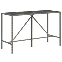 HGPOTUY 11 Piece Patio Bar Set with Cushions Gray Poly Rattan