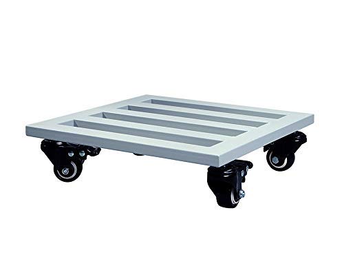 QUANGJN Metal Plant Pot Trolley with Wheels Heavy Duty Plant Pot Mover for Indoor and Outdoor Use Large Plant Pot Stand On Wheels Gray 40Cm,