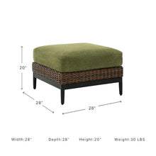 Signature Design by Ashley Outdoor Ottoman with Cushion, 28" Square Green