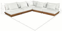 Meridian Furniture 111White-Sec5D Mirella Collection Modern | Contemporary Outdoor Patio L-Shaped 5pc. Modular Sectional with Solid Teak Frame, Water Resistant Fabric, 112" W x 112" D x 27" H, White