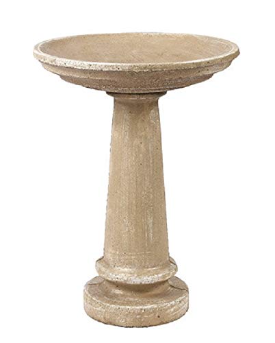 Solid Rock Stoneworks 24" Tall Round Birdbath 2pc 20in Diameter Desert Sand Color