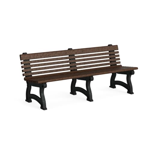 Sturdy Essentials Willow 6 Foot Park Bench | Made of 100% Engineered Wood in The USA | Durable & Weather Resistant for Parks, Patios, Gardens, and Outdoor Spaces - Brown