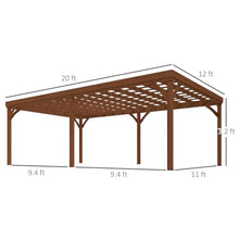 Outsunny 12' x 20' Outdoor Pergola Wood Gazebo with Concrete Anchors Brown