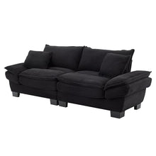 84"Corduroy Loveseat Couch Sofa, 2 People Deep Seat Couch with Pillows Comfy Upholstered Sofa Couches for Small Space,Living Room Bedroom Office Dorm Studio Apartment Love Seat Couche (Black)