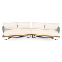 Christopher Knight Home Tracy 4 Seater Outdoor Sofa Set with Cushions, Acacia Wood Patio Lounge Sofa with Woven Rope Back, Spacious Seating Couch for Backyard Garden Porch, Teak + Beige