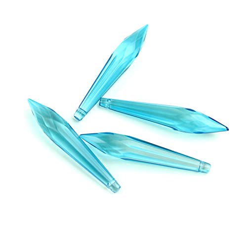 38mm/63mm/76mm Lake Bule Crystal Prism Suncatcher Chandeliers Glass Icicle U Drop Pendant for Home Party Wedding Decoration,Lake Bule Color,76mm