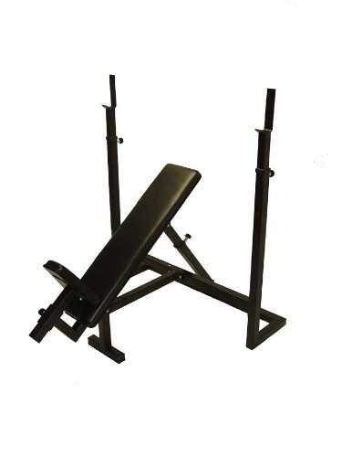 Ader Sporting Goods Institutional Olympic Incline Bench & 300 Lb Olympic Set Black Chrome