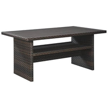 BOWERY HILL Patio Dining Table, Dark Brown and Beige Finish, Resin Wicker and Rust-Free Aluminum Frame, 58.75 x 33.50 x 27.75 in, Water-Resistant Aluminum Top, Versatile Outdoor Table for Dining and