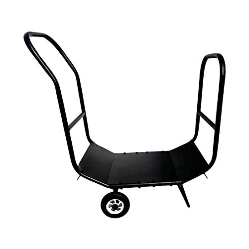 IIPOSAQQ Firewood Rack Firewood Log Cart Carrier - Outdoor Or Indoor Wood Mover Hauler Storage Rack with Rolling Wheel Black 76.5×35×77cm