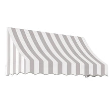 Awntech 8' Nantucket (100.5"-31"-24") Curved Slope Fixed Awning, Gray/White Stripe