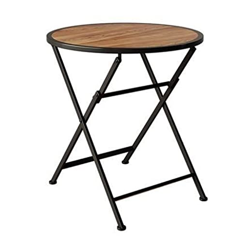 JKSVTF Folding Table and Chair, Carbon Steel Chairs with Wooden Top, Outdoor Furniture Bistro Stools for Poolside, Cafe, Porch, Chic Bar (Black Tables)