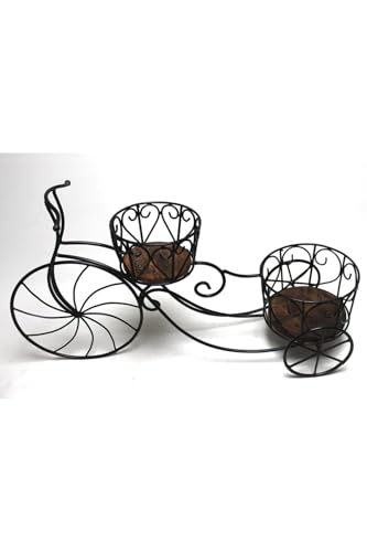 SODEF Bicycle Plant Stand Decorative Metal Wood Retro Country Style 81x23x45 cm - Black