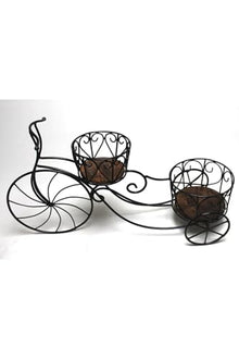 SODEF Bicycle Plant Stand Decorative Metal Wood Retro Country Style 81x23x45 cm - Black