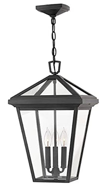 Hinkley Alford Place 2562MB Large Outdoor Hanging Lantern, Adjustable 60" Chain, Die Cast Aluminum Frame, Sealed Clear Glass, Museum Black