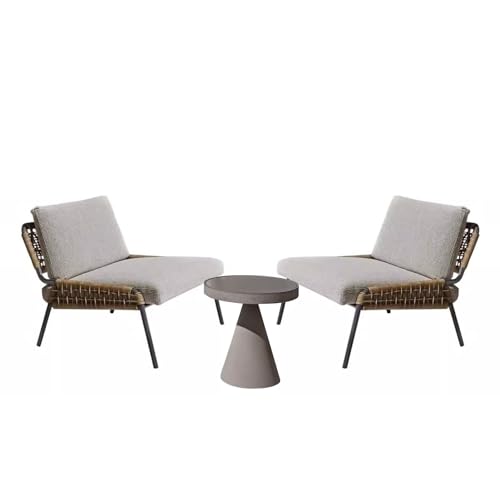 KPHYMOD 3 Pieces Patio Bistro Set, Outdoor Conversation Sets W 2 Chairs and Wood Top Coffee Table for Porch, Poolside, Backyard, Balcony