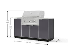 NewAge Products Classic Series 6PC Aluminum Slate Gray Modular Outdoor Kitchen Grill Island with 33" Performance Grill LP - 24"D x 65"W x 48.5"H