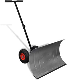 Metal Heavy Duty Snow Plow Shovel Pusher W/Wheels for Driveway Large Big Best Winter Snow Pusher Removal Shovel Tool Set