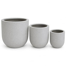 Set of 3 Round Cylinder Polystone Indoor/Outdoor Planters, Gray