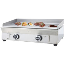 HQHAOTWU Countertop Gas Griddle LPG Gas Griddle Outdoor Flat Cooking Grill Griddle 2000Pa Stainless Steel BBQ Plate Grill 50-300℃ Temperature Controllable Camping Natural Gas Griddle with 2 Burners