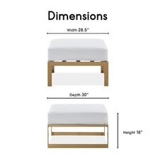 Elle Decor Mirabelle Outdoor Ottoman in White and French Gold