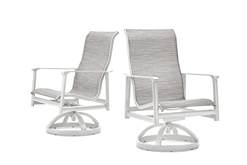 Winston Aspen Sling 2 Pack Ultra High Back Swivel Rocker Dining Chairs Coastal Mist