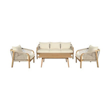 Armen Living Cypress Modern Outdoor Patio Conversation Set, 4 Piece Ivory