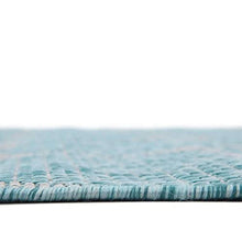 Unique Loom Outdoor Trellis Collection Area Rug - Trellis (Square 13' 0" x 13' 0", Aquamarine/ Gray)