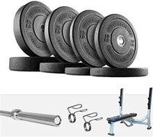 French Fitness Olympic Bumper Plate Set 235 lbs + Bench (New)