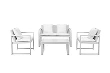 Benjara Benzara Faultlessly Stylish Outdoor White (Set of 4) Lounge Set,