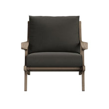 Modway Saratoga Teak Outdoor Lounge Chair in Weathered Gray Flint – Oversized Patio Accent Armchair with Wood Frame and Weather-Resistant Cushions