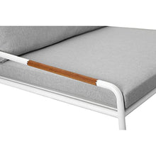 Benzara Shia 2 Piece Outdoor Daybed Set, Classic White Aluminum Frames, Ottoman