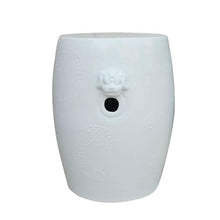 JOYNOW Ceramic Garden Stool Decorative Garden Stools White Lion Head Ceramic Stool Pier Cool Sofa Side Table Vanity Stool Sample Room Drum Stools Garden Stool Ceramic