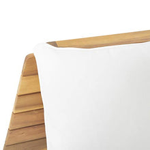 GDFStudio Outdoor Acacia Wood 4 Seater Chair Set with Side Table and Coffee Table, and White
