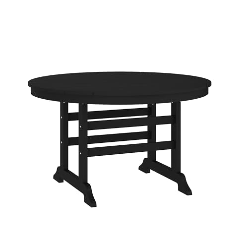 Flash Furniture 48" Round HDPE Outdoor Dining Table for 4, Black