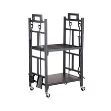 WXPWAMZ Floor-To-Ceiling Multi-Level Firewood Storage Rack With Wheels Metal Fireplace Log Holder Indoor Outdoor