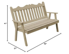 Furniture Barn USA Pine 4' Royal English Garden Bench, Unfinished